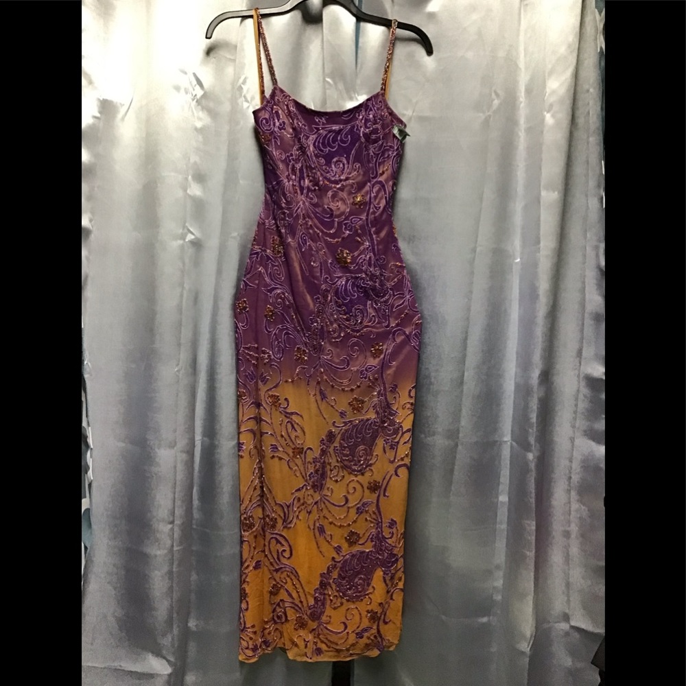 Ombré Mardi Gras Beaded Gown
